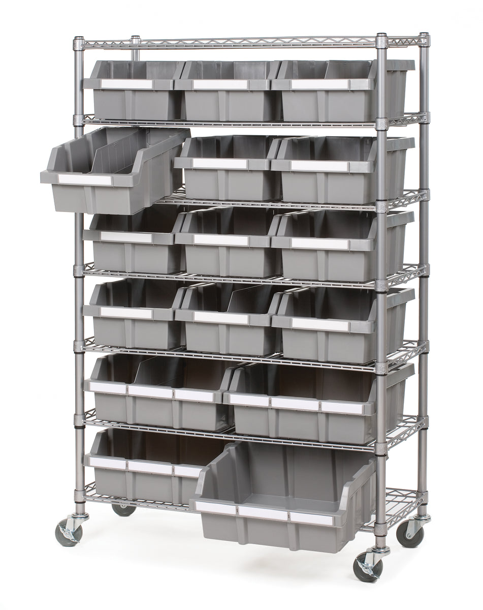 Binary Rack 36 x 14 x 56, 7-Tier NSF 16-Bin Rack Shelving – Vancouver Classics