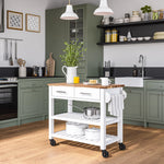 Charger l'image dans la galerie, Acacia Top Kitchen Cart with Drawer, White
