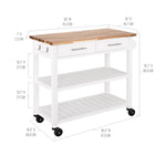 Charger l'image dans la galerie, Acacia Top Kitchen Cart with Drawer, White
