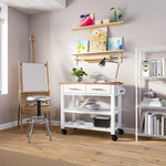 Charger l'image dans la galerie, Acacia Top Kitchen Cart with Drawer, White
