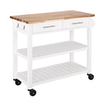 Charger l'image dans la galerie, Acacia Top Kitchen Cart with Drawer, White
