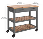 Charger l'image dans la galerie, Grey Kitchen Cart with Acacia Slatted Shelves
