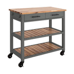 Charger l'image dans la galerie, Grey Kitchen Cart with Acacia Slatted Shelves
