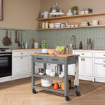 Charger l'image dans la galerie, Grey Kitchen Cart with Acacia Slatted Shelves
