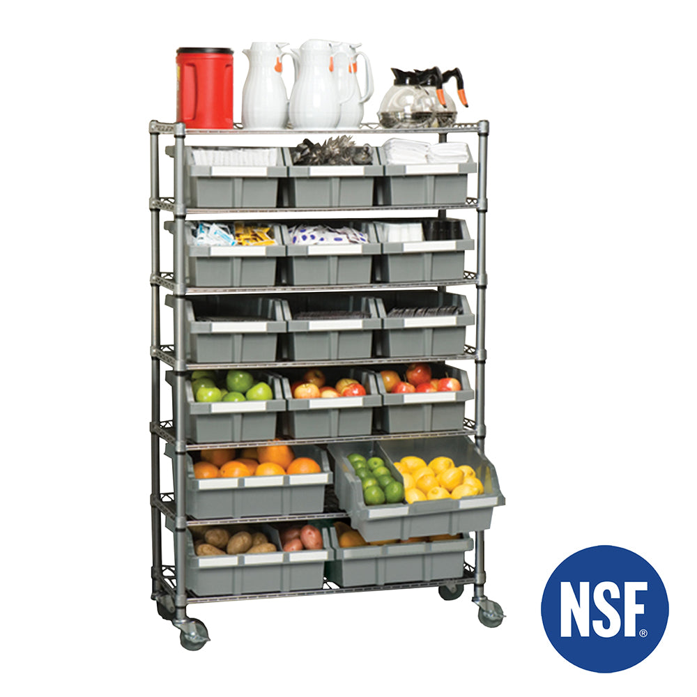 36 x 14 x 56, 7-Tier NSF 16-Bin Rack Shelving – Vancouver Classics