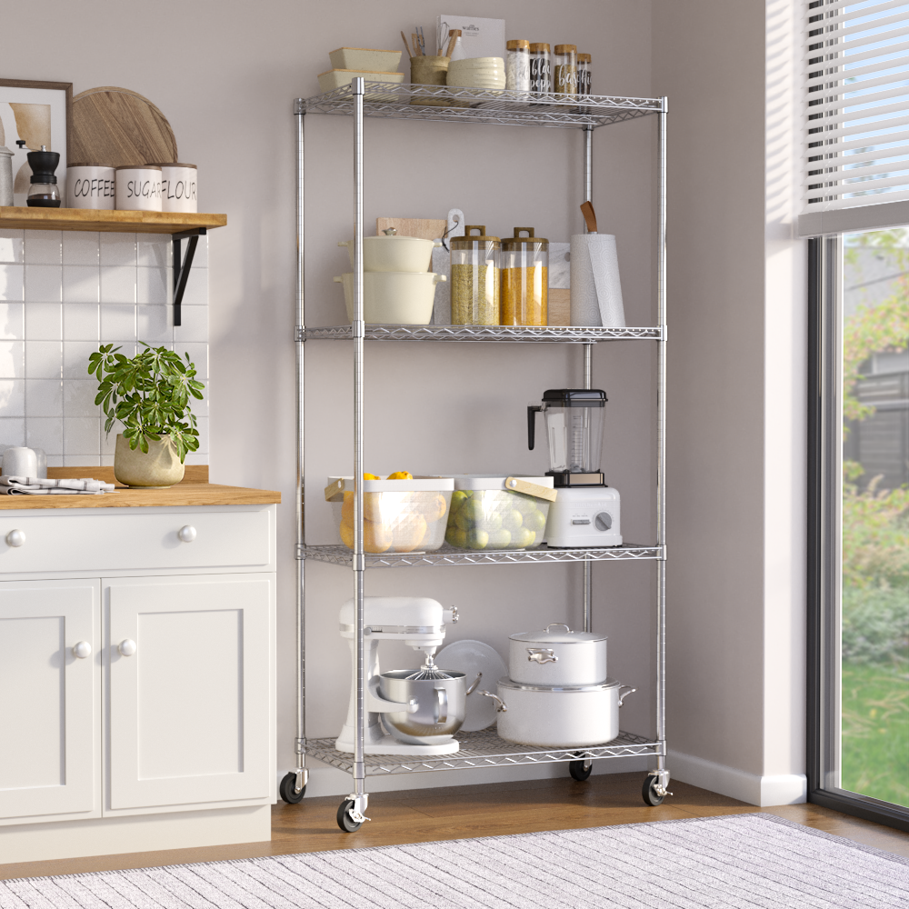 36 x 18 x 72, 4-Tier Commercial-grade NSF Shelving, Chrome