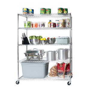 60 x 24 x 72, 5 Tier NSF Steel Wire Shelving Rack with wheels