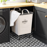 Charger l'image dans la galerie, Heavy-Duty Rolling Laundry Hamper, Natural White
