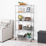 Load image into Gallery viewer, 30 x 14 x 60, 5-Tier Steel Wire Shelving With Wheels, Chrome
