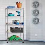 Load image into Gallery viewer, 30 x 14 x 60, 5-Tier Steel Wire Shelving With Wheels, Chrome
