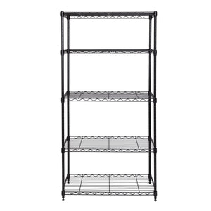 30 x 14 x 60, 5-TIER STEEL SHELVING WITH LEVELLING FEET, BLACK