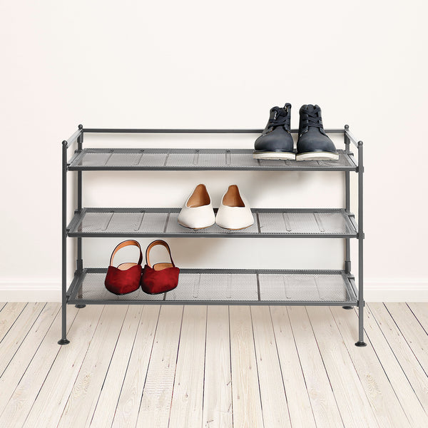 Shoe Rack Silver 3-Tier Mesh Shoe Rack, Silver – Vancouver Classics